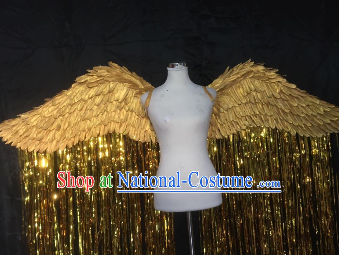 Custom Stage Show Decorations Carnival Catwalks Golden Tassel Back Accessories Brazil Parade Props Halloween Cosplay Angel Wings