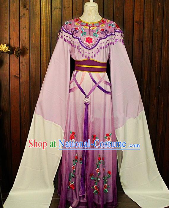 Chinese Peking Opera Hua Tan Clothing Ancient Fairy Princess Garment Costumes Traditional Fujian Opera Young Beauty Lilac Dress Outfits