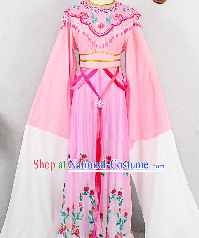 Chinese Traditional Fujian Opera Young Beauty Pink Dress Outfits Peking Opera Hua Tan Clothing Ancient Fairy Princess Garment Costumes