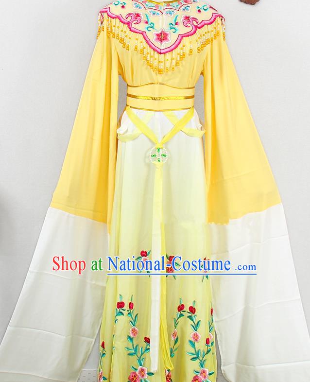 Chinese Peking Opera Diva Clothing Ancient Noble Lady Garment Costumes Traditional Fujian Opera Princess Yellow Dress Outfits