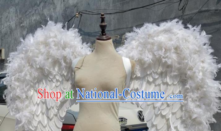 Custom Miami Catwalks Props Headdress Cosplay Angel Deluxe White Feather Wings Halloween Show Decorations Carnival Parade Back Accessories