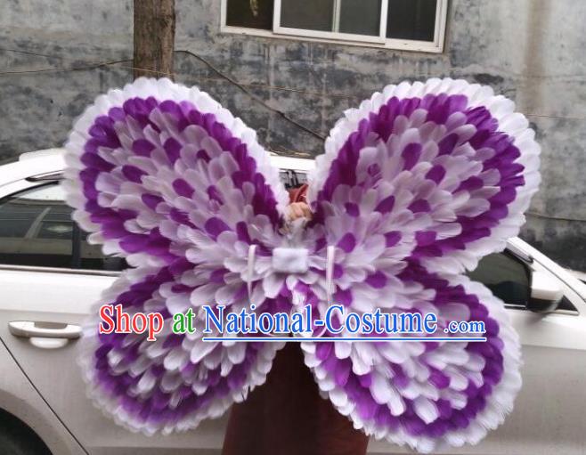 Custom Halloween Performance Props Headdress Carnival Parade Accessories Miami Catwalks Back Decorations Cosplay Angel Purple Feather Butterfly Wings