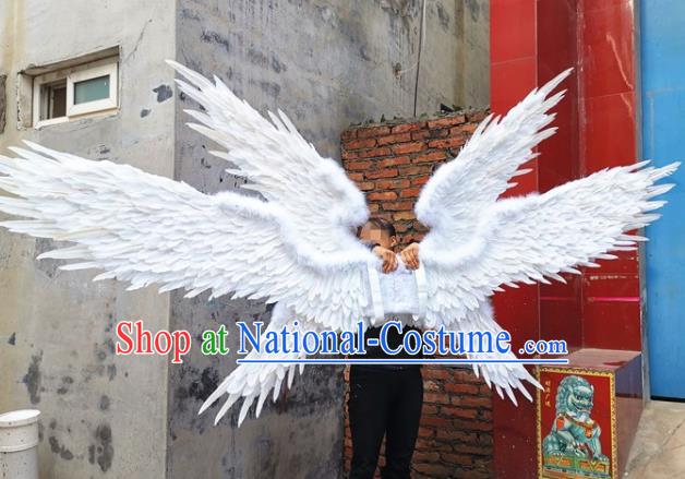 Custom Halloween Performance Props Headdress Carnival Parade Accessories Miami Angel Catwalks Back Decorations Cosplay Fairy Deluxe White Feathers Wings