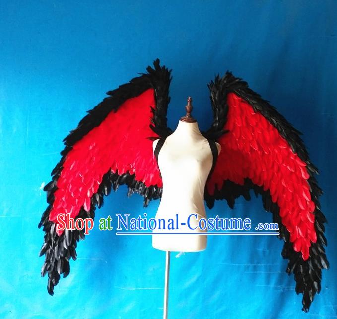 Custom Christmas Performance Props Carnival Parade Feather Accessories Miami Catwalks Back Decorations Cosplay Demon Red Feathers Wings