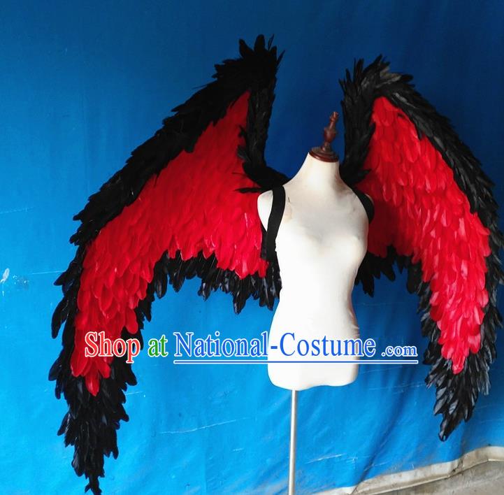 Custom Christmas Performance Props Carnival Parade Feather Accessories Miami Catwalks Back Decorations Cosplay Demon Red Feathers Wings