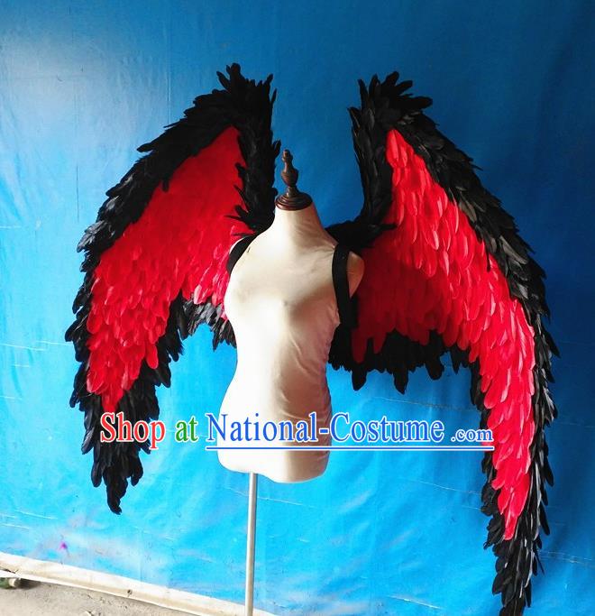 Custom Christmas Performance Props Carnival Parade Feather Accessories Miami Catwalks Back Decorations Cosplay Demon Red Feathers Wings