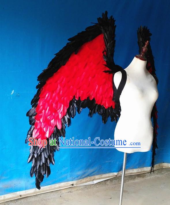 Custom Christmas Performance Props Carnival Parade Feather Accessories Miami Catwalks Back Decorations Cosplay Demon Red Feathers Wings