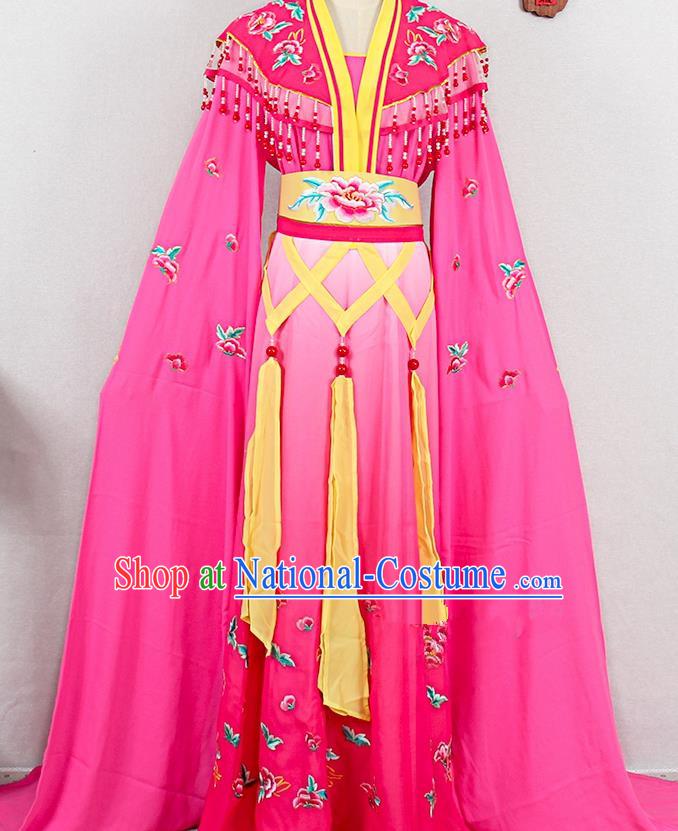 Chinese Peking Opera Princess Clothing Ancient Young Beauty Garment Costumes Traditional Hainan Opera Diva Rosy Dress Outfits