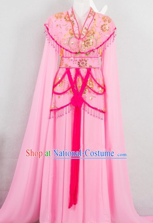 Chinese Traditional Shaoxing Opera Fairy Pink Dress Outfits Peking Opera Young Lady Clothing Ancient Princess Garment Costumes