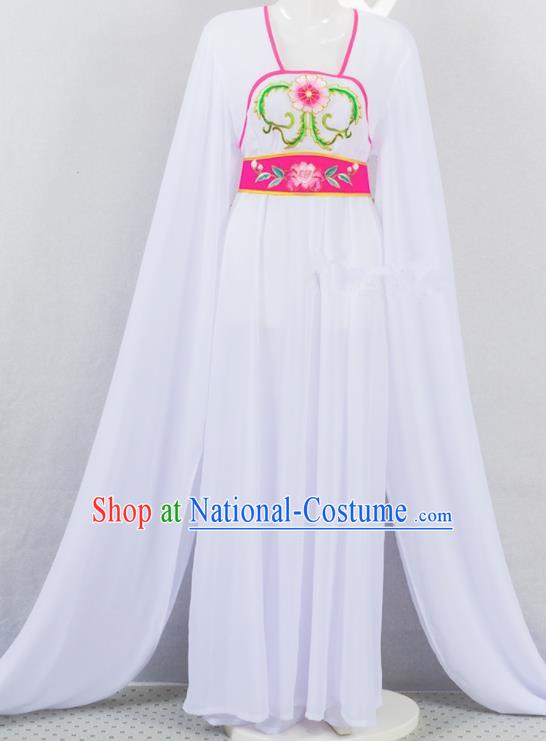 Chinese Peking Opera Hua Tan Clothing Ancient Court Maid Garment Costumes Traditional Huangmei Opera Actress White Dress Outfits