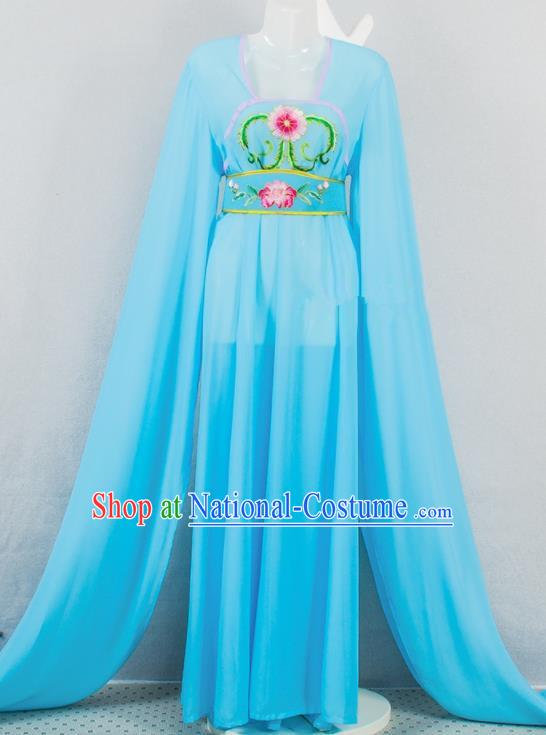 Chinese Peking Opera Xiaodan Outfits Clothing Ancient Young Lady Garment Costumes Traditional Huangmei Opera Court Maid Blue Dress