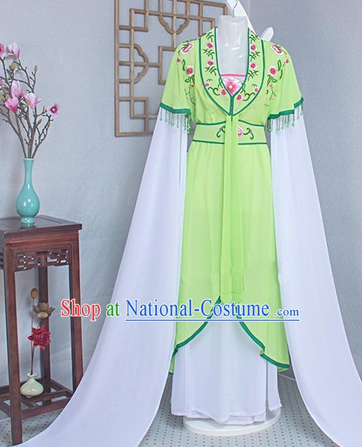 Chinese Ancient Fairy Water Sleeve Green Dress Outfits Traditional Huangmei Opera Garment Costume Beijing Opera Diva Clothing