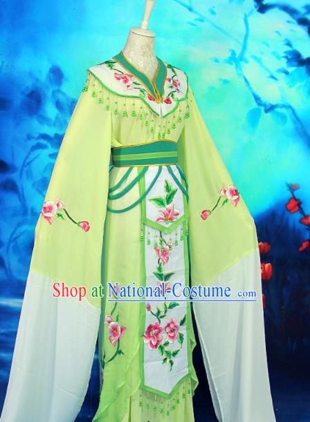 Chinese Traditional Shaoxing Opera Diva Garment Costume Beijing Opera Hua Tan Clothing Ancient Nobility Lady Green Dress Outfits