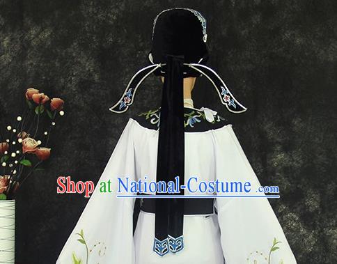 China Peking Opera Xiaosheng Clothing Beijing Opera Young Childe Apparel Shaoxing Opera Scholar Embroidered White Robe