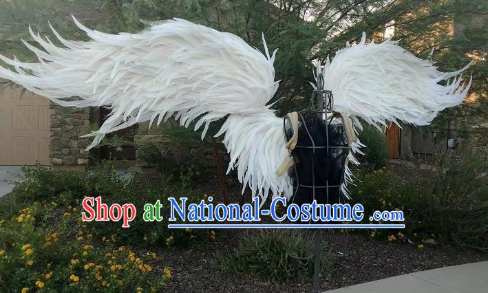 Custom Christmas Performance White Feather Wings Magic Show Prop Accessories Miami Catwalks Back Decorations Halloween Fancy Scalable Wing