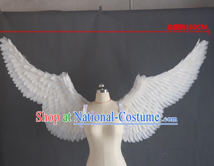 Custom Miami Catwalks Back Decoration Accessories Halloween Cosplay Angel Wing Stage Show Props Christmas Performance White Feather Wings