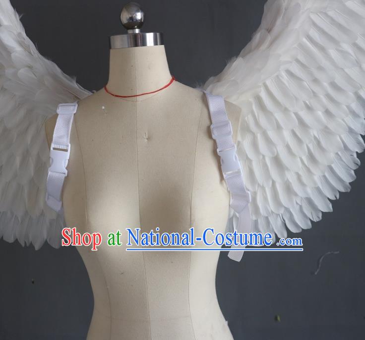 Custom Miami Catwalks Back Decoration Accessories Halloween Cosplay Angel Wing Stage Show Props Christmas Performance White Feather Wings