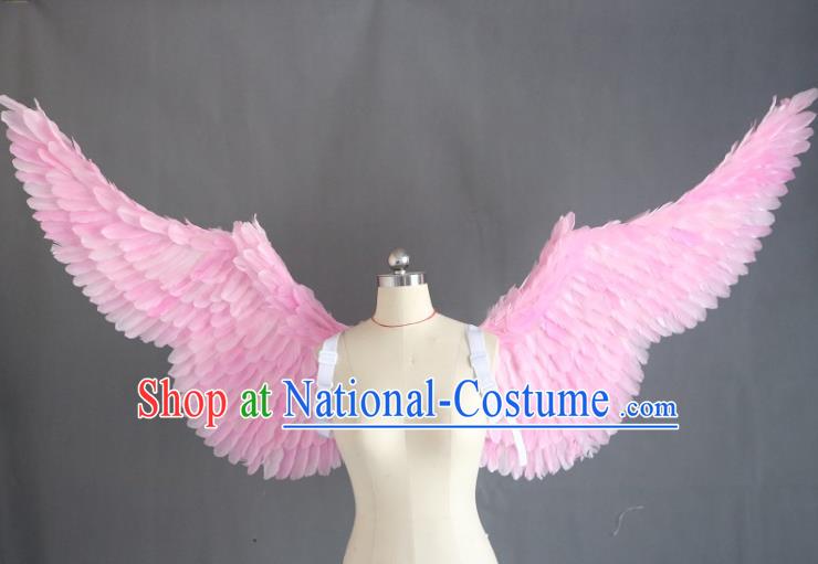 Custom Christmas Performance Pink Feather Wings Miami Catwalks Back Decoration Accessories Halloween Cosplay Angel Wing Stage Show Props