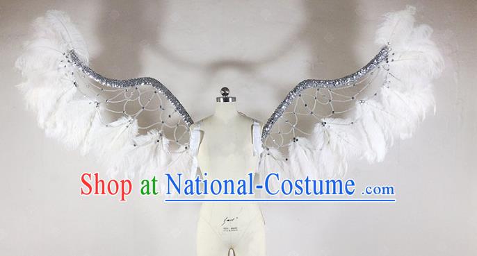 Custom Stage Show Prop Accessories Christmas Performance Deluxe White Feather Wings Miami Catwalks Back Decorations Halloween Cosplay Angel Wing