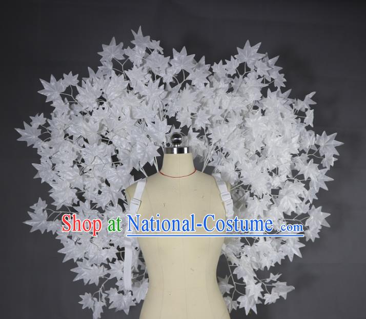 Custom Halloween Catwalks White Maple Leaf Wings Miami Stage Show Back Decorations Cosplay Fancy Accessories Stage Performance Props