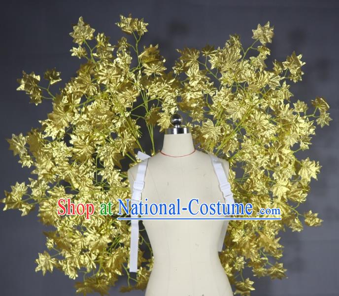 Custom Stage Performance Props Halloween Catwalks Golden Maple Leaf Wings Miami Stage Show Back Decorations Cosplay Fancy Accessories