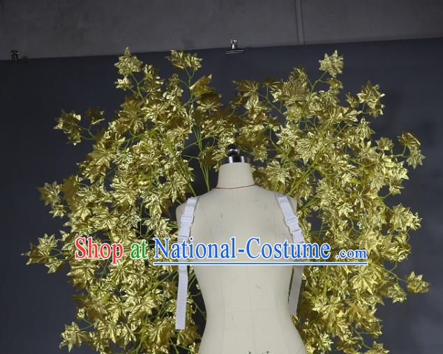 Custom Stage Performance Props Halloween Catwalks Golden Maple Leaf Wings Miami Stage Show Back Decorations Cosplay Fancy Accessories