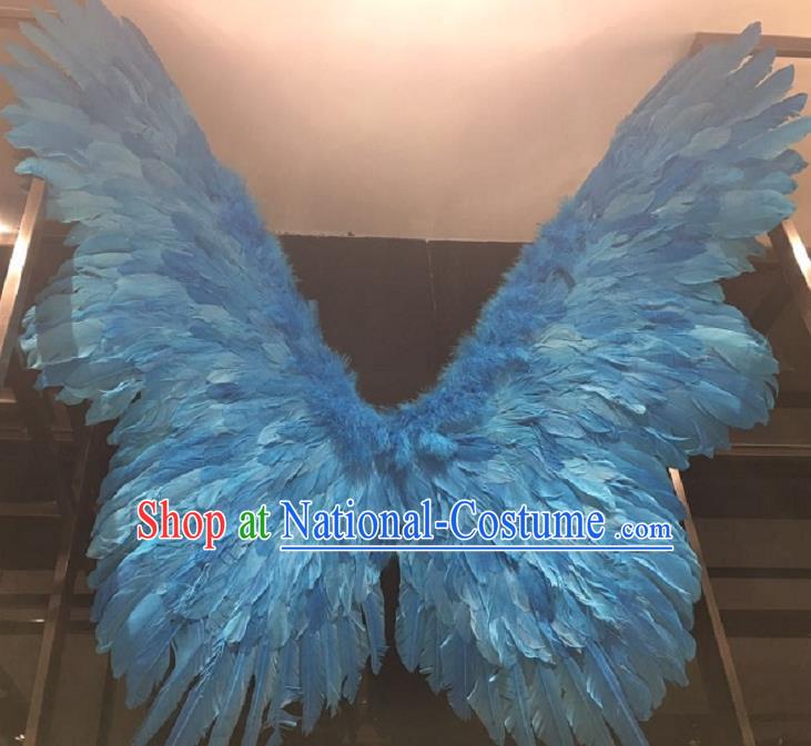 Custom Miami Show Back Decorations Cosplay Fancy Angel Accessories Stage Performance Deluxe Props Halloween Catwalks Blue Feather Butterfly Wings