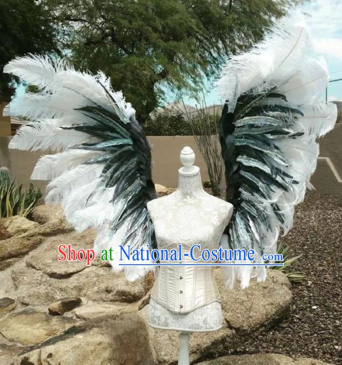 Custom Model Show Feathers Props Halloween Cosplay Deluxe Feather Wings Miami Catwalks Back Decorations Stage Performance Angel Accessories