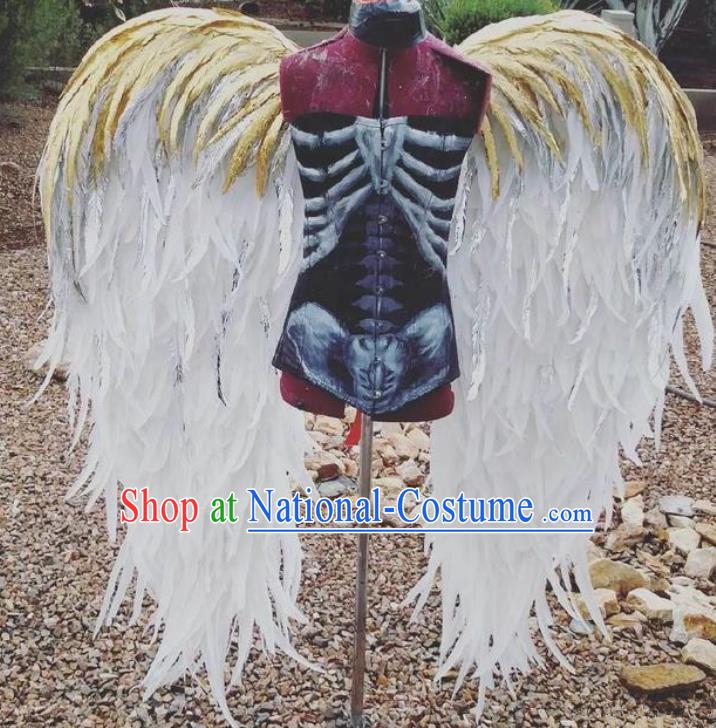 Custom Miami Catwalks Back Decorations Stage Performance Angel Accessories Model Show Feathers Props Halloween Cosplay Deluxe White Feather Wings