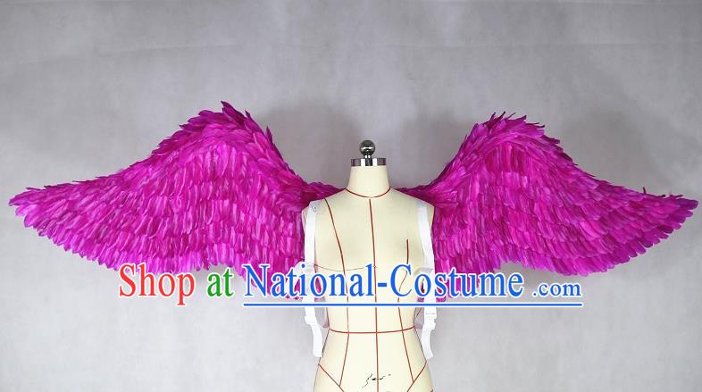 Custom Stage Show Rosy Feathers Props Halloween Cosplay Deluxe Angel Wings Miami Catwalks Decorations Ceremony Performance Back Accessories