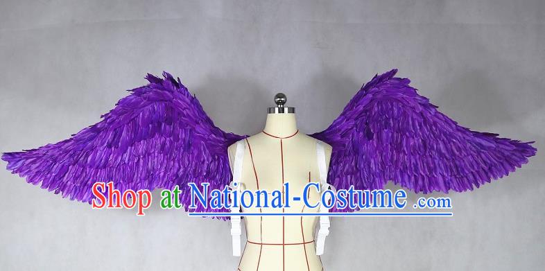 Custom Ceremony Performance Back Accessories Stage Show Purple Feathers Props Halloween Cosplay Deluxe Angel Wings Miami Catwalks Decorations