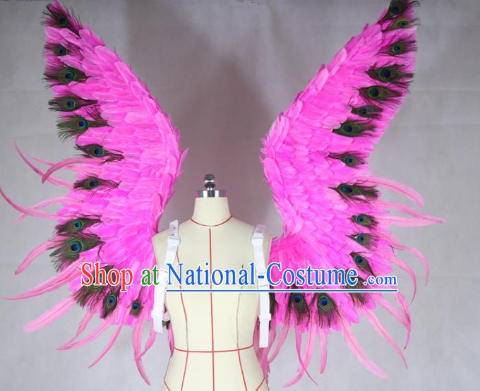 Custom Cosplay Angel Rosy Feathers Wings Carnival Show Decorations Halloween Catwalks Back Accessories Brazil Parade Props