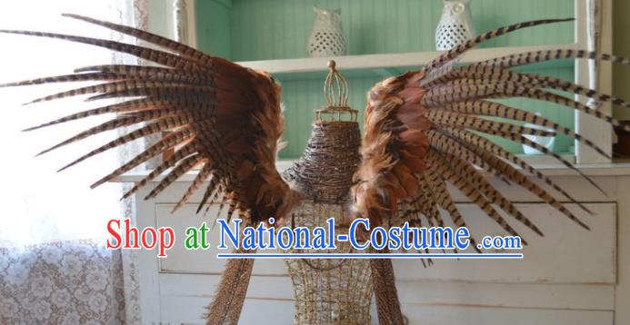 Custom Christmas Performance Brown Feather Wings Miami Catwalks Back Decorations Halloween Cosplay Wing Props Stage Show Accessories