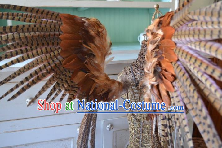 Custom Christmas Performance Brown Feather Wings Miami Catwalks Back Decorations Halloween Cosplay Wing Props Stage Show Accessories