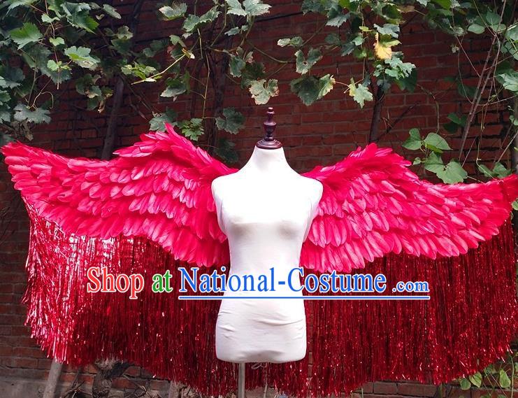 Custom Christmas Performance Props Carnival Parade Accessories Miami Angel Catwalks Back Decorations Cosplay Rosy Feathers Tassel Wings