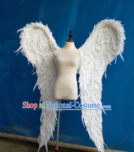 Custom Carnival Catwalks Accessories Miami Parade Show Decorations Cosplay Angel White Feather Wings Halloween Performance Props