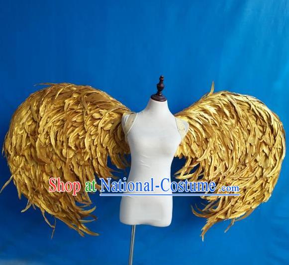 Custom Halloween Fancy Ball Props Carnival Catwalks Accessories Miami Parade Show Decorations Cosplay Angel Golden Feather Wings