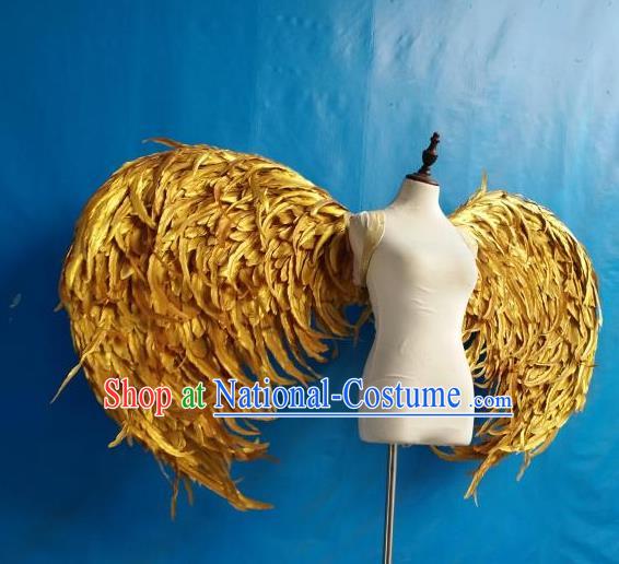 Custom Halloween Fancy Ball Props Carnival Catwalks Accessories Miami Parade Show Decorations Cosplay Angel Golden Feather Wings