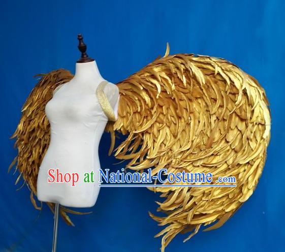 Custom Halloween Fancy Ball Props Carnival Catwalks Accessories Miami Parade Show Decorations Cosplay Angel Golden Feather Wings