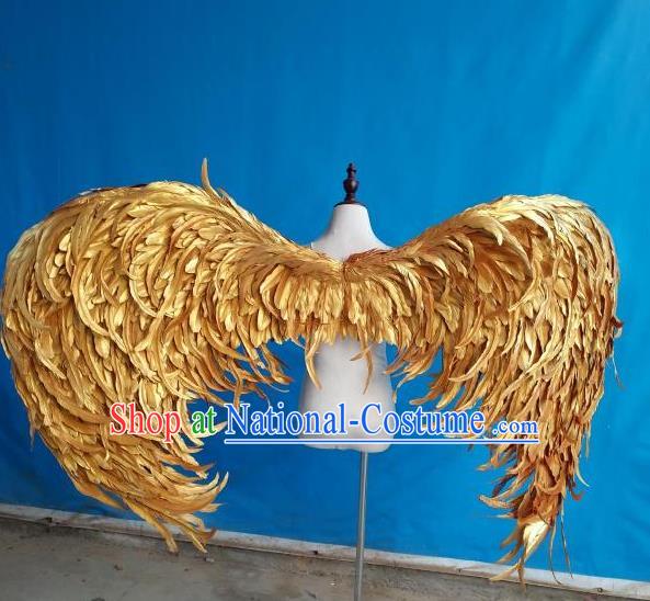 Custom Halloween Fancy Ball Props Carnival Catwalks Accessories Miami Parade Show Decorations Cosplay Angel Golden Feather Wings