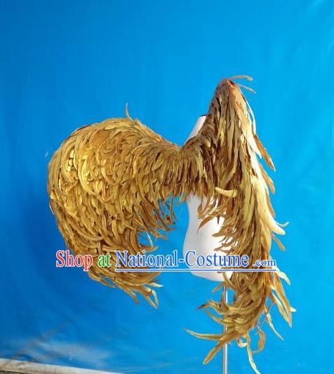 Custom Halloween Fancy Ball Props Carnival Catwalks Accessories Miami Parade Show Decorations Cosplay Angel Golden Feather Wings