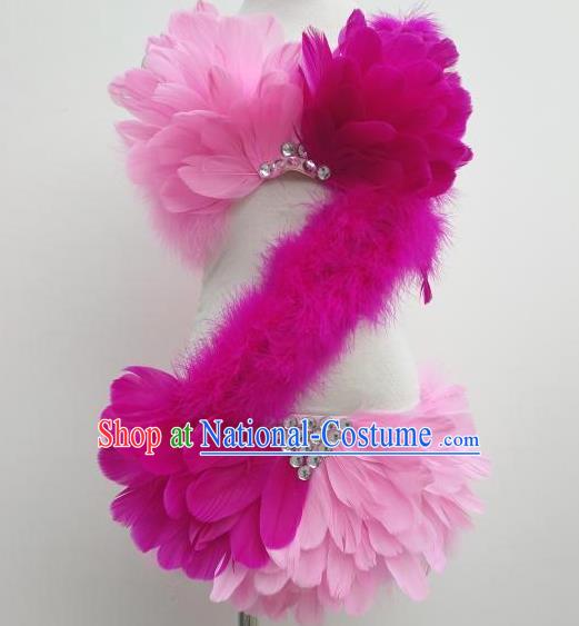 Top Stage Show Pink Feather Prop Dress Samba Dance Decorations Halloween Cosplay Accessories Miami Catwalks Swimsuits