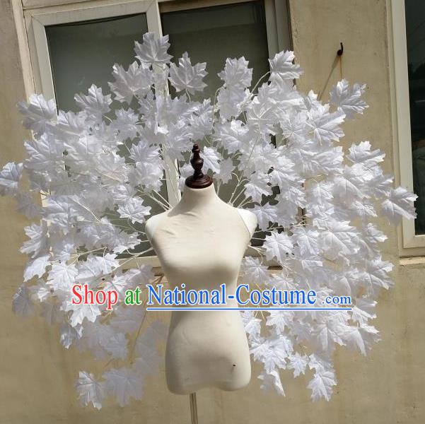 Custom Miami Stage Show Decorations Cosplay Angel White Maple Leaf Wings Halloween Fancy Ball Props Carnival Parade Accessories