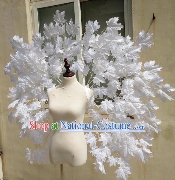 Custom Miami Stage Show Decorations Cosplay Angel White Maple Leaf Wings Halloween Fancy Ball Props Carnival Parade Accessories