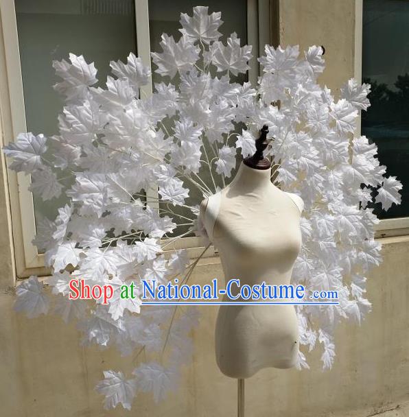 Custom Miami Stage Show Decorations Cosplay Angel White Maple Leaf Wings Halloween Fancy Ball Props Carnival Parade Accessories