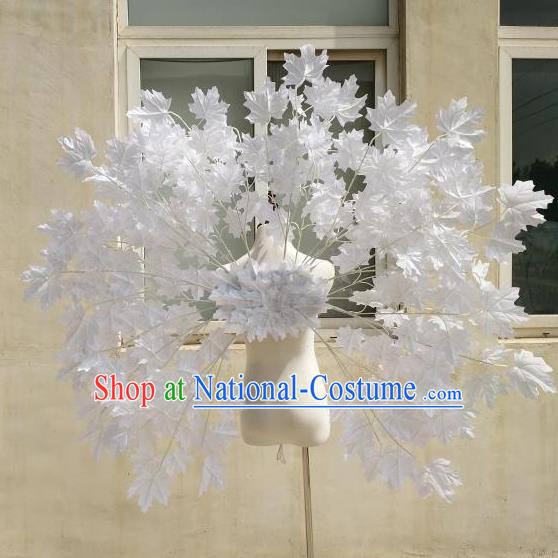 Custom Miami Stage Show Decorations Cosplay Angel White Maple Leaf Wings Halloween Fancy Ball Props Carnival Parade Accessories