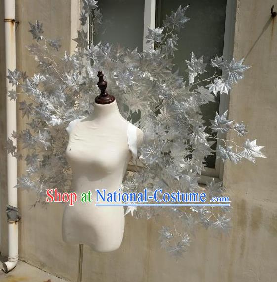 Custom Carnival Parade Accessories Miami Stage Show Decorations Cosplay Angel Grey Maple Leaf Wings Halloween Fancy Ball Props