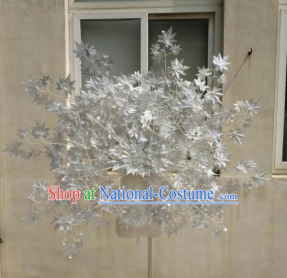 Custom Carnival Parade Accessories Miami Stage Show Decorations Cosplay Angel Grey Maple Leaf Wings Halloween Fancy Ball Props