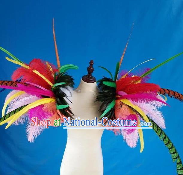 Top Samba Dance Shoulder Decorations Halloween Cosplay Accessories Catwalks Coloful Feather Stage Show Prop