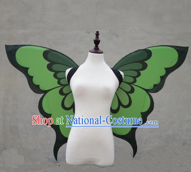 Custom Halloween Fancy Ball Wear Carnival Parade Accessories Miami Catwalks Back Decorations Cosplay Fairy Props Stage Show Green Butterfly Wings